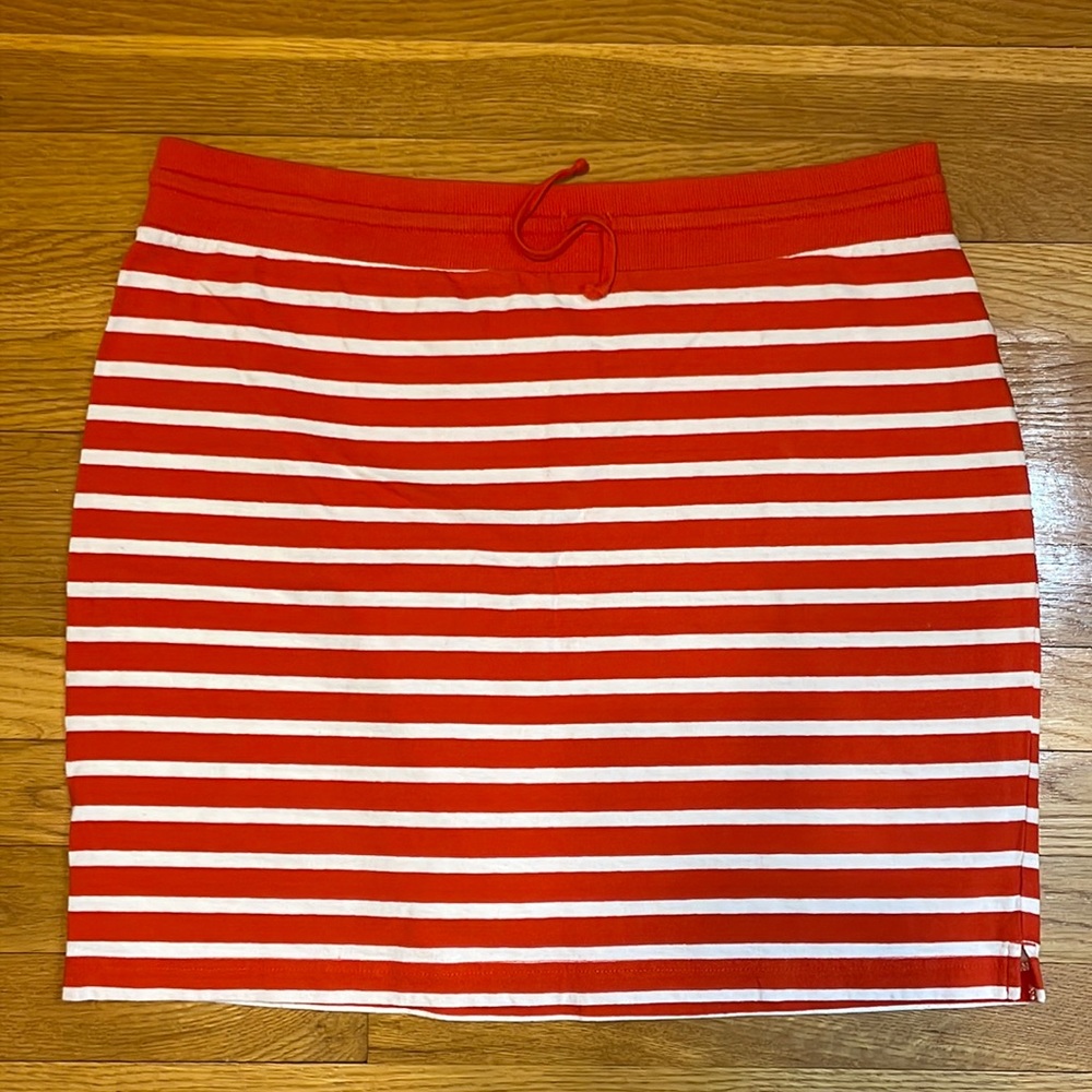 Banana Republic Womens Large Orange and White Stripe Skirt Elastic Waist